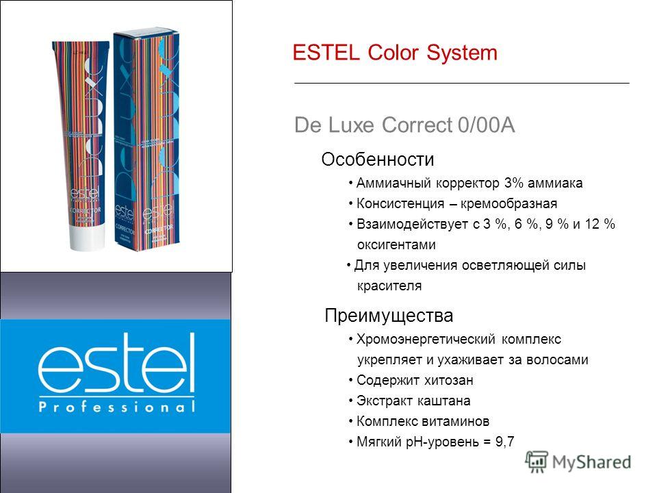 Estel professional состав. Эстель краска 000. Делюкс аммиачный корректор. Инструкция корректор 00а Эстель. Корректоры Делюкс Эстель палитра.