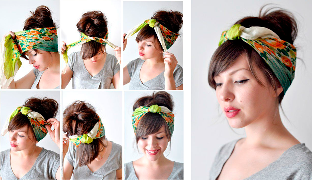 Как красиво завязывать платок на голове весной