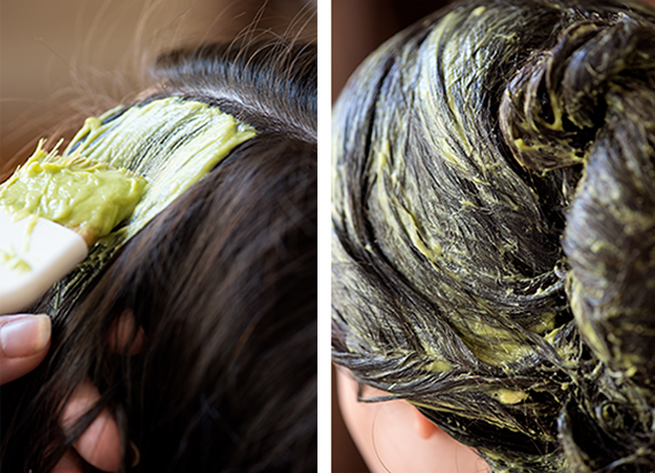 Hair mask with avocado and coconut oil