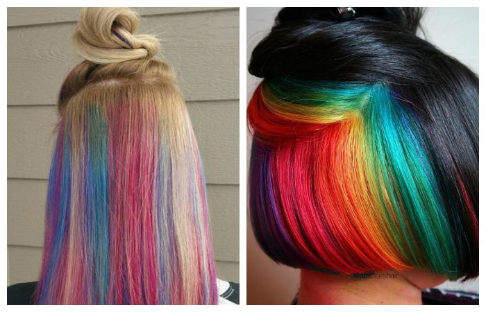 Радужная покраска волос, фото