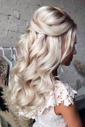 simple wedding hairstyles platinum blonde half up half down with vintage locks hair_vera